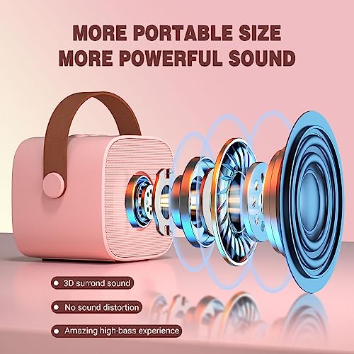 Ankuka Karaoke 1 Micrófono Karaoke Infantil Bluetooth con Micrófono Inalámbrico Altavoz con Luces LED Regalo Niña Juguete Que Cambia de Voz Rosa