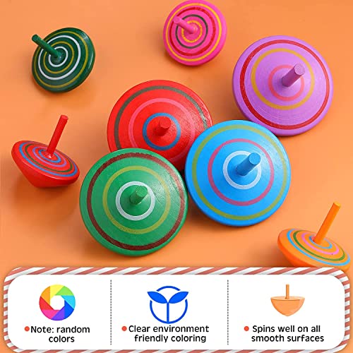 Annhao 30 pcs Juego de Peonzas de Madera, Juguete giroscopio, Creativo, para Fiestas de cumpleaños o Regalos para Invitados, para niños de 3-7 años (Color Aleatorio)