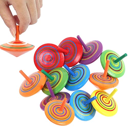 Annhao 30 pcs Juego de Peonzas de Madera, Juguete giroscopio, Creativo, para Fiestas de cumpleaños o Regalos para Invitados, para niños de 3-7 años (Color Aleatorio)