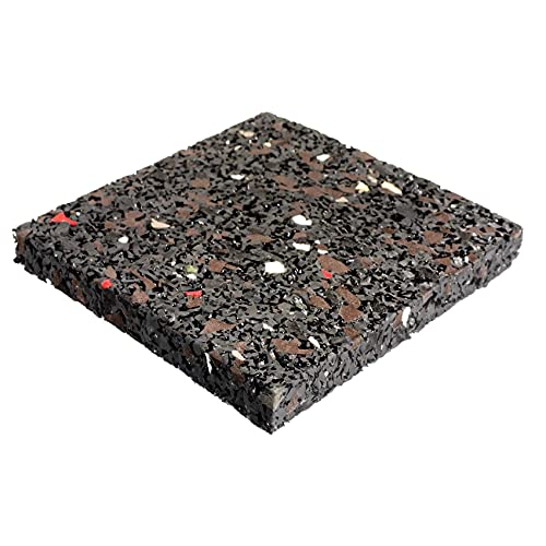 ANRO Alfombrilla antivibración para obras, antideslizante, protección contra caídas, para terraza, goma, negro, 100 x 100 x 10 mm, juego de 10 unidades