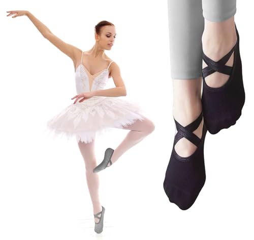 Anstore Calcetines de yoga, pilates, antideslizantes, para yoga, pilates, ballet, fitness, entrenamiento descalzo, trampolín, antideslizantes, calcetines deportivos para mujer, Gris/Rosa/Negro, 35-42