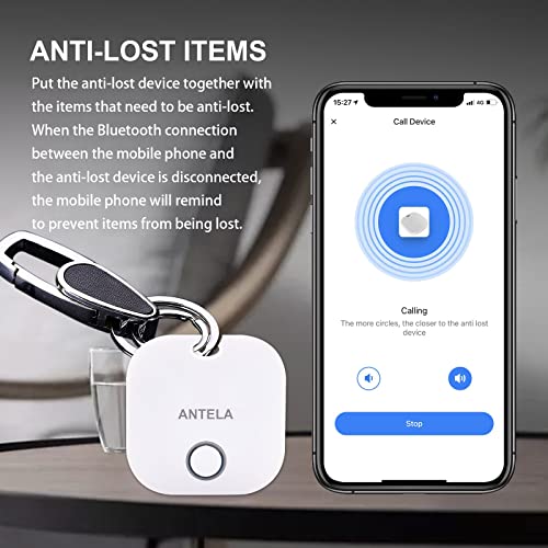 ANTELA Buscador de Artículos Bluetooth Inteligente Buscador de Llaves Compatible con iOS, Android, Blanco