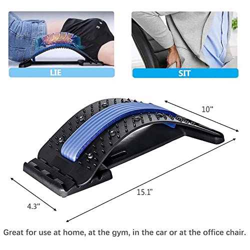 Anyingkai - Estiramiento de espalda, 3 niveles ajustables, para la columna lumbar, alivio y relajación (Azul negro)