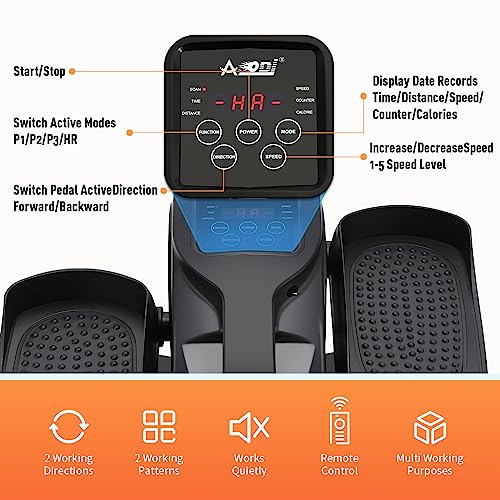 AOODIL Entrenador Elíptico Bajo Escritorio, Máquina Elíptica de Pedal con Velocidades Ajustables y Mando a Distancia, Stepper Elíptico Portátil para Aumentar la Actividad y Mejorar la Movilidad