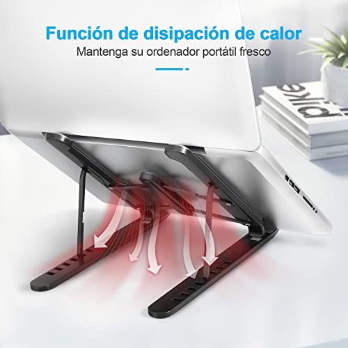 AOVUYCK-Store Soporte Portátil, 8 Ángulos Ajustable Ventilado Elevador Portátil, Laptop Stand con Plástico ABS, Silicona Antideslizante, para Portátiles, Tableta, Teléfono, (10-15,6")