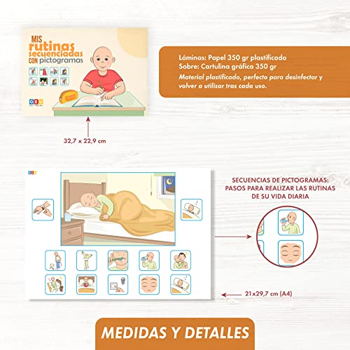 Aprendo las Rutinas Diarias: Mis Rutinas Secuenciadas con Pictogramas | Aprendizaje de Rutinas Diarias con Vocabulario Visual | Educación Especial Infantil y Pedagogía (Versión Sin Género)