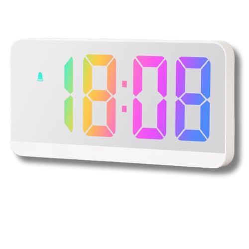 APUKESE Despertador Digital LED con Alarma, Temperatura, Calendario y Diseño Moderno - Ultraplano y con Modo Pantalla en suspensión. Inlcuye Cable de alimentación y se Puede Colgar en la Pared.