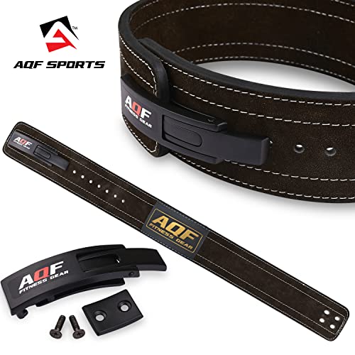 AQF Cinturon Lumbar Gimnasio Palanca Hebilla, 4" Amplio 10mm Gruesa Cinturon Halterofilia Cuero, Cinturón Gym, Faja Gimnasio Levantar Pesas, Powerlifting Belt para Musculacion & Sport