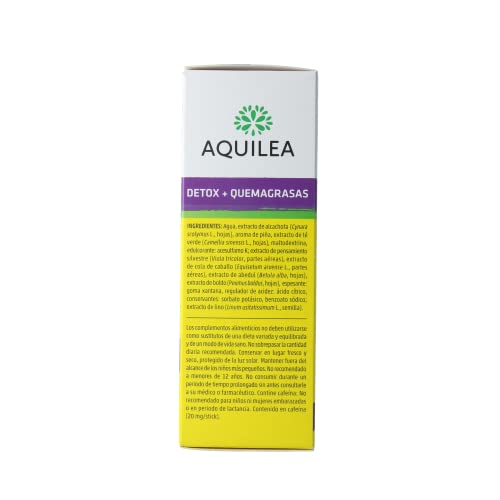 AQUILEA | Detox + Quemagrasas |10 Sticks Solubles | Sabor Piña | Neutralizar y Eliminar Toxinas | Complemento Alimenticio