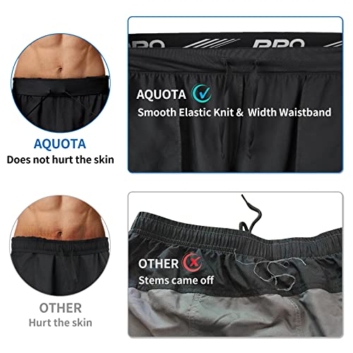 aquota Pack de 2 Pantalones Cortos para Hombre, Tenis，9"& 5", Negro, Medium