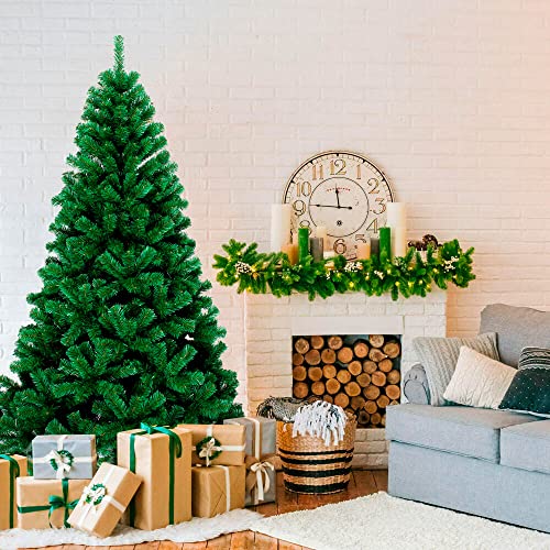 Árbol de Navidad 180 cm Altura Navideño Verde Soporte de Pie Metálico - Medidas 90-180 cm Fácil Montaje