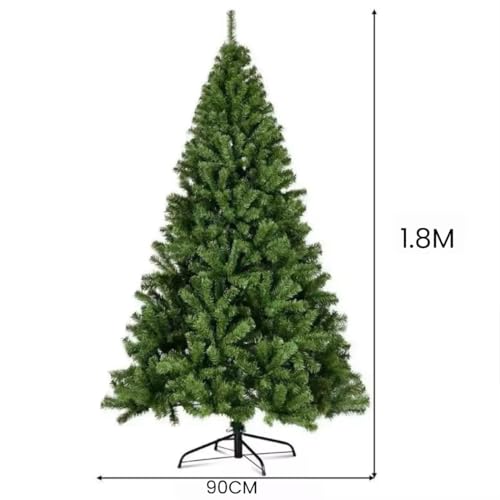 Árbol de Navidad 180 cm Altura Navideño Verde Soporte de Pie Metálico - Medidas 90-180 cm Fácil Montaje