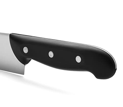 ARCOS Cuchillo Chef 8 pulgadas Acero Inoxidable, Cuchillo cocina profesional multiusos para cortar carne y verduras, Mango ergonómico polioximetileno y Hoja 215 mm, Serie Maitre, Color negro