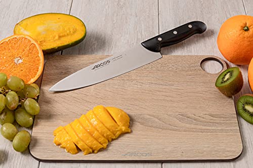 ARCOS Cuchillo Chef 8 pulgadas Acero Inoxidable, Cuchillo cocina profesional multiusos para cortar carne y verduras, Mango ergonómico polioximetileno y Hoja 215 mm, Serie Maitre, Color negro