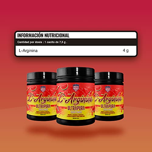 Arginina pura formato en polvo | 4000 mg de L-Arginina por toma | Mejora el rendimiento deportivo, elimina la fatiga muscular y mayor desarrollo muscular | Rápida absorción | Sabor sandía | 225 gr