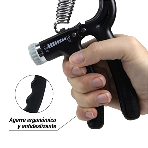 ARIBEC Fortalecedor de Agarre de Mano Profesional Ajustable 10–60 kg con bolsa, Hand Grip para antebrazo ejercitar, Antiestres Adulto, Rehabilitación mano, Gym, Gimnasio en casa