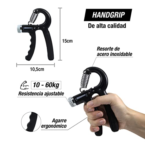 ARIBEC Hand Grip Profesional Set de 5 Ajustable con Bolsa, Fortalecer Antebrazo con Ejercicio en Casa, Handgrip Ejercitador de Manos Completo para Ejercitar Antebrazo de Forma Comoda, Plástico