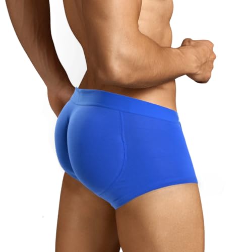 ARIUS Calzoncillo Boxer con Relleno Trasero para Aumentar el Volumen y tamaño de glúteos y Levanta Color Azul - Push up y Relleno de Nalgas - Men’s Padded Buttocks (L)