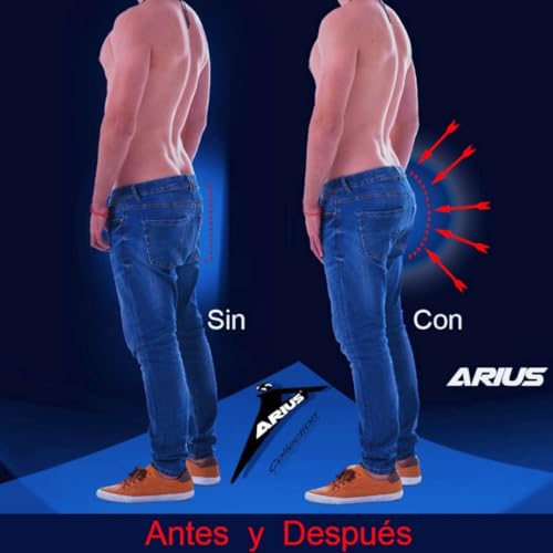 ARIUS Calzoncillo Boxer con Relleno Trasero para Aumentar el Volumen y tamaño de glúteos y Levanta Color Azul - Push up y Relleno de Nalgas - Men’s Padded Buttocks (L)