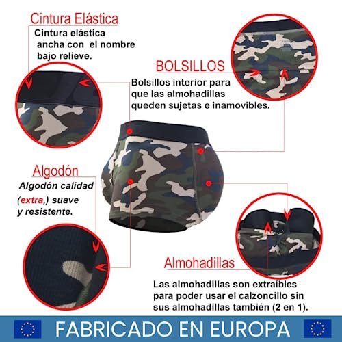 ARIUS Calzoncillo con Relleno Trasero - Ropa Interior con Almohadillas anatómicas de Espuma - Boxer con Culo para glúteos más Redondeados (S)