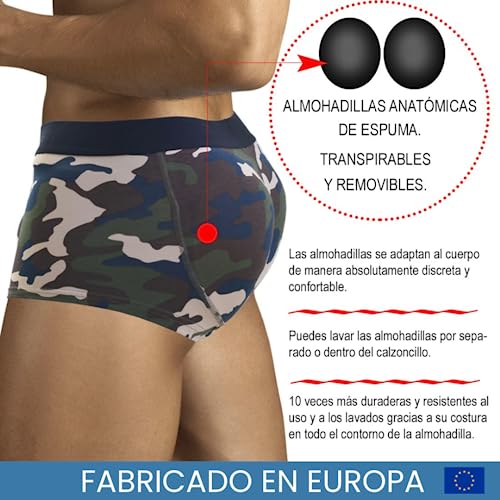 ARIUS Calzoncillo con Relleno Trasero - Ropa Interior con Almohadillas anatómicas de Espuma - Boxer con Culo para glúteos más Redondeados (S)