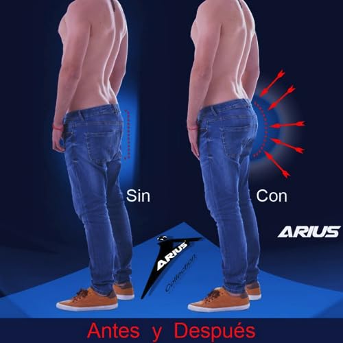 ARIUS Pack 2 Calzoncillos Boxer con Relleno Trasero para Aumentar el Volumen y tamaño de glúteos y Levantar. 1 en Color Negro y 1 en Color Gris - Push up y Relleno de Nalgas (S)