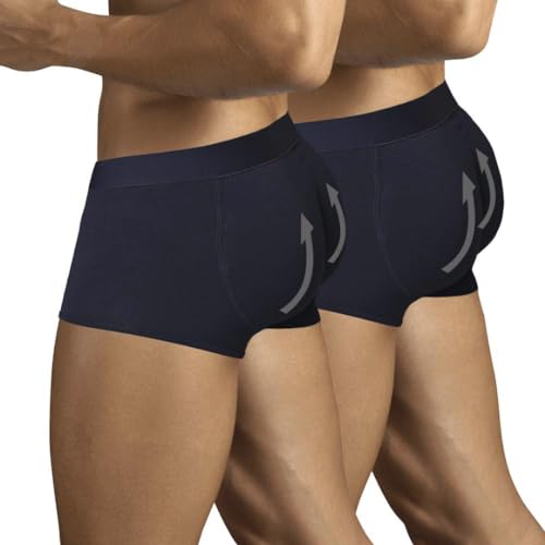 ARIUS Pack 2 Calzoncillos Boxer con Relleno Trasero para Aumentar el Volumen y tamaño de glúteos y Levantar. Los 2 Iguales en Color Negro - Push up y Relleno de Nalgas (Talla M)