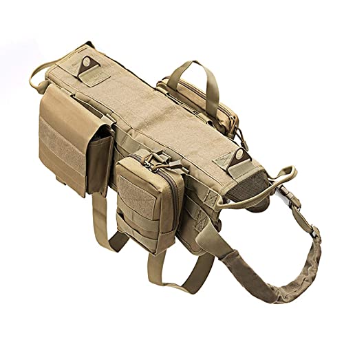 Arnés táctico para perros sin tirones, arnés de entrenamiento para perros Molle chaleco ajustable para perros al aire libre, arnés de servicio de entrenamiento militar con 3 bolsas extraíbles