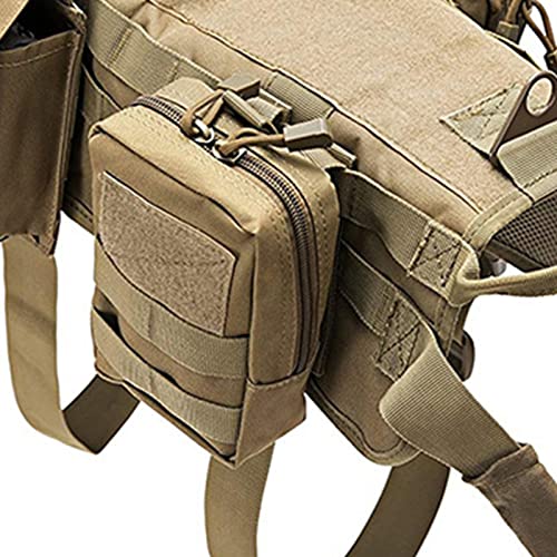 Arnés táctico para perros sin tirones, arnés de entrenamiento para perros Molle chaleco ajustable para perros al aire libre, arnés de servicio de entrenamiento militar con 3 bolsas extraíbles