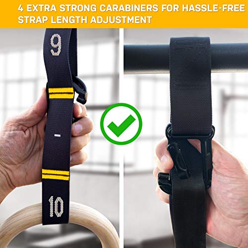 Aros de Madera Double Circle para Entrenamiento de Gimnasia de 32 mm - con Correas de Ajuste Rápido Numeradas - Videos Guía para Ejercicio de Cuerpo Completo-Anillos para Crossfit y Gimnasio en Casa