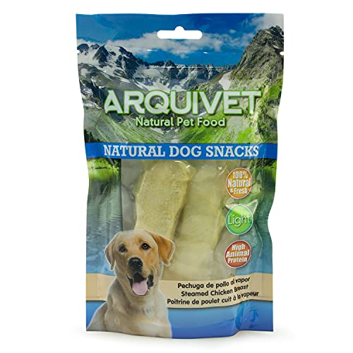 ARQUIVET Pack 12 Unidades Snacks Pechuga de Pollo al Vapor 100 g - Natural Dog Snacks - 100% Natural - Chuches, premios, golosinas para Perros - Producto Light - Muy Rico en nutrientes