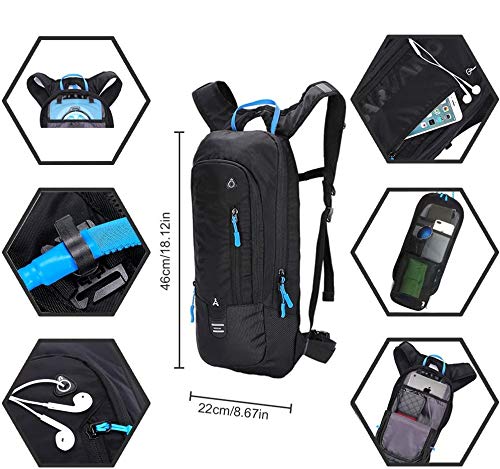 Arvano 6L Mini Mochila Bicicleta Montaña Impermeable, Mochila Hidratación MTB con 2L Bolsa de Agua para Ciclismo Bici Running Trail Esquí Mochila Ligero Deportes