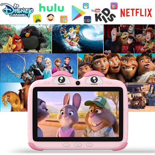 Ascrecem Tablet Niños 7 Pulgadas Android Tablet Infantil con WiFi Quad Core 2GB RAM 32GB ROM Tablet para Niños con Doble Cámara Control Parental Tablet Bebe Juegos Educativos Youtube Google Play store