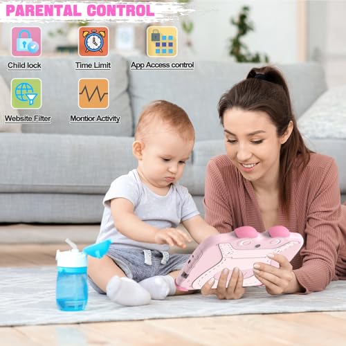 Ascrecem Tablet Niños 7 Pulgadas Android Tablet Infantil con WiFi Quad Core 2GB RAM 32GB ROM Tablet para Niños con Doble Cámara Control Parental Tablet Bebe Juegos Educativos Youtube Google Play store