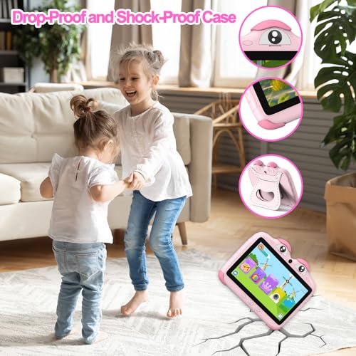 Ascrecem Tablet Niños 7 Pulgadas Android Tablet Infantil con WiFi Quad Core 2GB RAM 32GB ROM Tablet para Niños con Doble Cámara Control Parental Tablet Bebe Juegos Educativos Youtube Google Play store