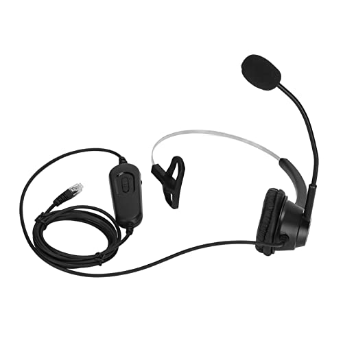 ASHATA Auricular de Teléfono RJ9 con Micrófono con Cancelación de Ruido, Auricular de Teléfono de un Lado, Auricular de Negocios, Trabajo para Centro de Llamadas, Servicio Al Cliente,