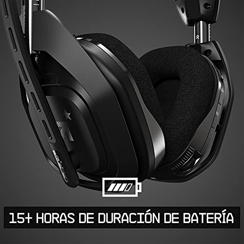 ASTRO Gaming A50 Auriculares inalámbricos para gaming y estación-base de carga, 4a gen, control de balance de juego, voz, 2.4 GHz, 15m alcance, para PS5, PS4, PC, Mac - Negro/Plata