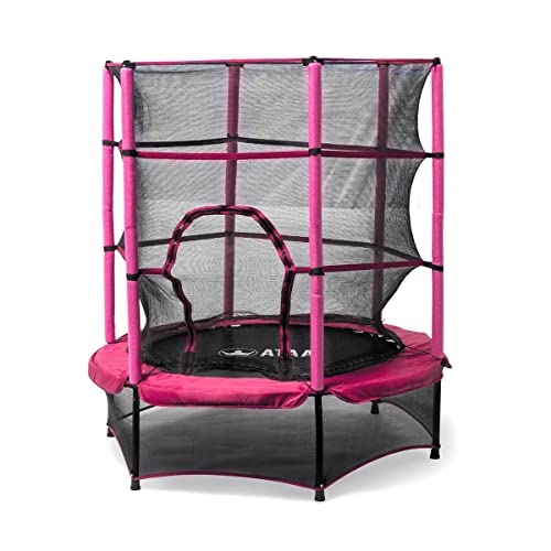 ATAA Cama elástica Infantil 140 - Rosa- Trampolín para niños y niñas con Red de Seguridad Ideal para Interior y Exterior