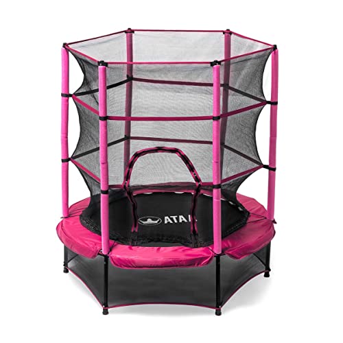 ATAA Cama elástica Infantil 140 - Rosa- Trampolín para niños y niñas con Red de Seguridad Ideal para Interior y Exterior