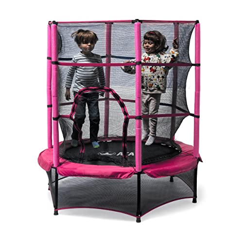 ATAA Cama elástica Infantil 140 - Rosa- Trampolín para niños y niñas con Red de Seguridad Ideal para Interior y Exterior