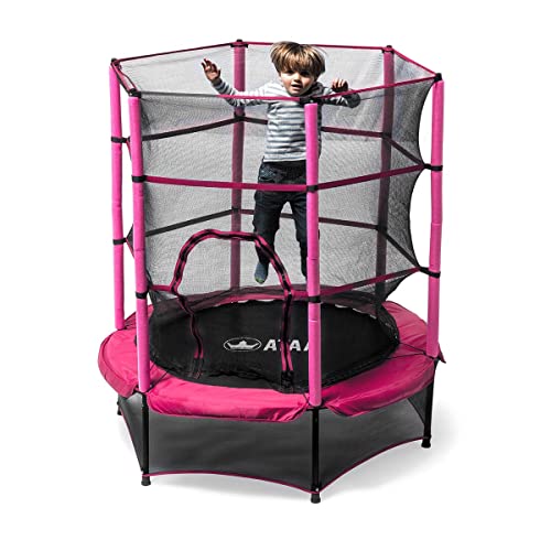 ATAA Cama elástica Infantil 140 - Rosa- Trampolín para niños y niñas con Red de Seguridad Ideal para Interior y Exterior