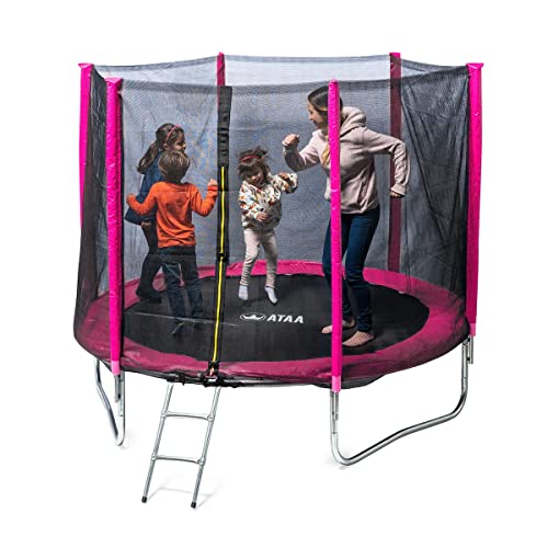 ATAA Cama elástica Infantil 250 - Rosa - Trampolín para niños y niñas con Red de Seguridad Ideal para Exterior