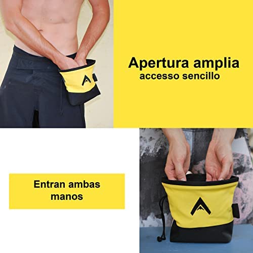 ATACAMA Bolsa Magnesio Escalada - Bolsa de Tiza Escalada con Cinturon - Bolsa de Magnesio para Deporte - Magneseras Escalada o Búlder - Bolsa de Tiza Gimnasio para Crossfit o Levantamiento de Pesas