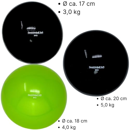 ATC Handels GmbH Pelota de peso suave individual con diferentes pesos rellenos de arena para yoga, pilates, rehabilitación y fitness – Pelota de tonificación Heavy Ball, 0,5 kg