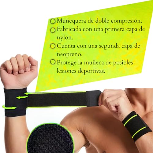 Ateneabox Muñequeras Gym para Hombre y Mujer Muñequera para, Padel,Crossfit, Calistenia,RDX,Tenis,Kettlebell,Levantamiento de Pesas y Mancuernas (Amarillo Fluorescente)