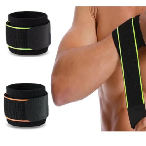 Ateneabox Muñequeras Gym para Hombre y Mujer Muñequera para, Padel,Crossfit, Calistenia,RDX,Tenis,Kettlebell,Levantamiento de Pesas y Mancuernas (Amarillo Fluorescente)