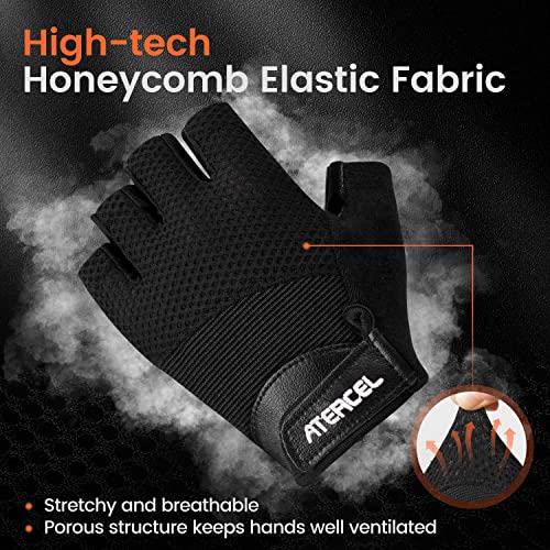 Atercel Guantes de entrenamiento para hombre y mujer, guantes de cuero negro para levantamiento de pesas, gimnasio, fitness, entrenamiento, dominadas, entrenamiento y remo.