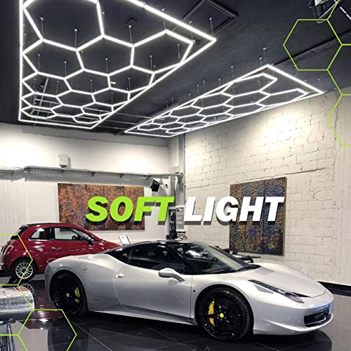 Athenaya 14 Hexágonos Lampara LED, Panal Luces Taller LED,60000lm,534w,6500k, Luminaria LED Hexagon para Garaje,Sótano, Oficina, Gimnasio, IP54, 484 * 243cm