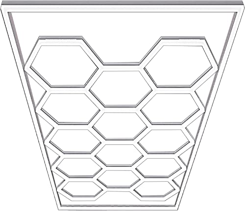 Athenaya 14 Hexágonos Lampara LED, Panal Luces Taller LED,60000lm,534w,6500k, Luminaria LED Hexagon para Garaje,Sótano, Oficina, Gimnasio, IP54, 484 * 243cm