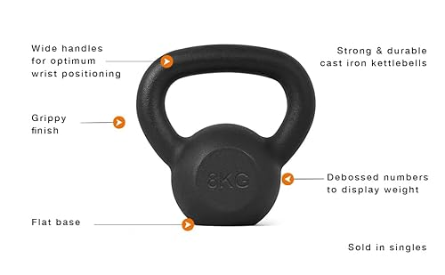 Athlyt Cast-Iron Kettlebell, Negro (Black), 16kg